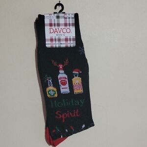 Davco Men's Festive Holiday Spirit Socks - Black and Red